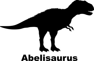 Abelisaurus Dinosaur Silhouette. Dinosaur name breeds SVG Types of dinosaurs 