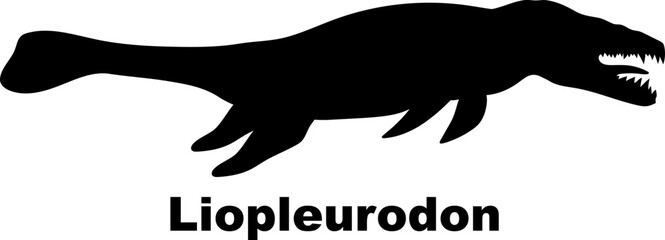 Liopleurodon Dinosaur Silhouette. Dinosaur name breeds SVG Types of dinosaurs 