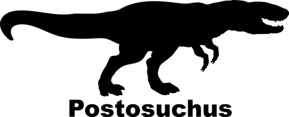 Postosuchus Dinosaur Silhouette. Dinosaur name breeds SVG Types of dinosaurs 