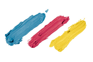 Blue, red and yellow paint brush strokes