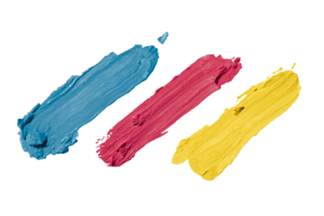 Blue, red and yellow paint brush strokes