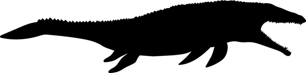 Obraz premium Mosasaurus Dinosaur Silhouette. Dinosaur SVG Types of dinosaurs 