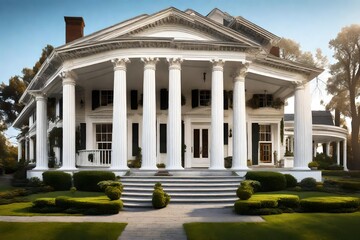 Obraz premium House with a colonial style facade and a symmetrical design