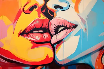 Generative AI illustration of kissing lips close up macro © Eduardo Lopez