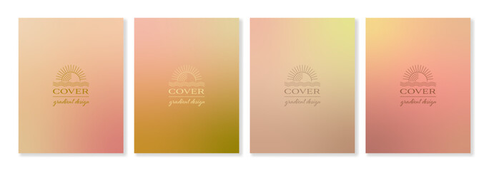 Set of 4 vector cover templates with gradients of natural colors and linear design. For brochures, booklets, banners, wallpapers, branding, social media and other projects. Just add text.
