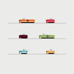 Fototapeta premium Diesel trains. Low detail vector illustration or icons