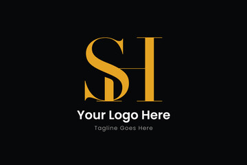 Letter SH Initials Logotype, Modern Creative S & H Logo Design 