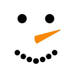 Happy snowman face on white background