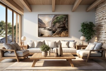 cozy master bedroom with light natural materials with modern art on the walls