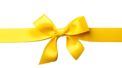 yellow ribbon tied horizontally, isolated on transparent background, Generative AI