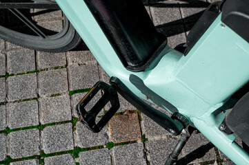 E-Bicycle for rent on parking. 