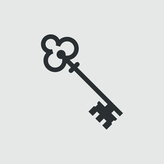 An old key. Monochrome vector icon or sign