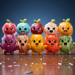 Cute colorful mini candies dancing on a plain background, educational for children. Good to use for business, blogs, websites, wallpapers, banners etc. Generative Ai Image