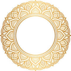 Indian flower mandala art with luxury golden circle frame transparent vintage gold circular pattern