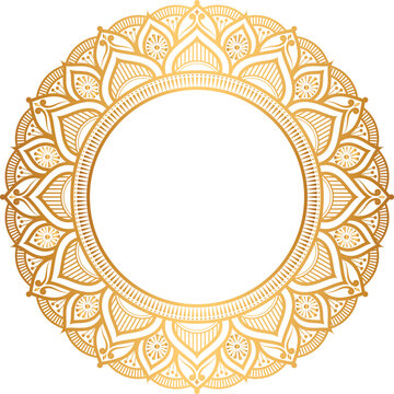 recommend clip art: Indian flower mandala art with luxury golden circle frame transparent vintage gold circular pattern