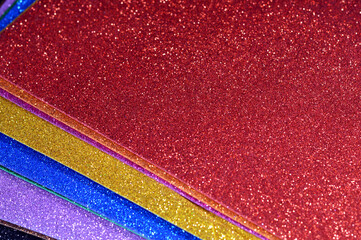 Glittered colorful Eva foam sheets, colored cardboard, rubber pad, sponge papers for school arts...