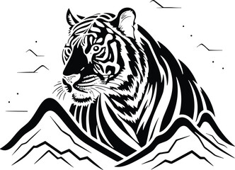 Abstract silhouette tiger walking concept illustration template