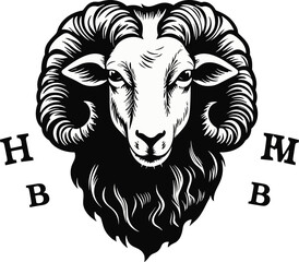 Black sheep logo design vector hand drawing ilustration