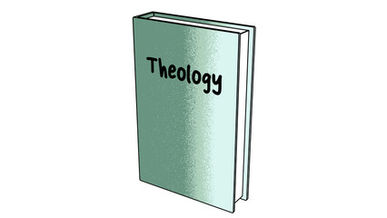Book on theology, cartoon style