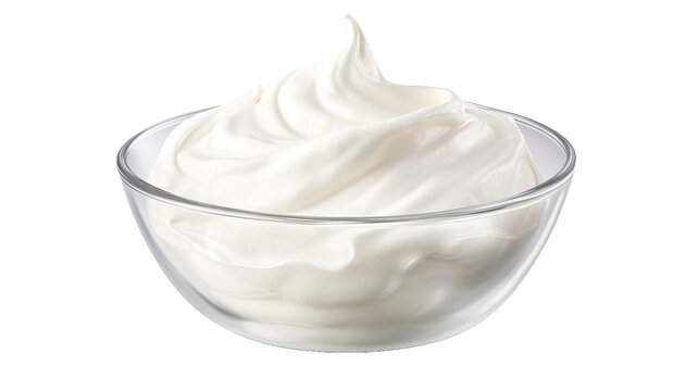 Bowl of sour cream isolated on a transparent background