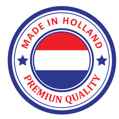 The sign is made in Holland. Framed with the flag of the country