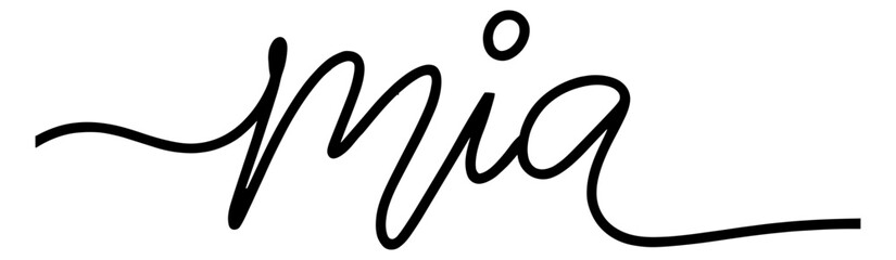 MIA in black and white handwritten script