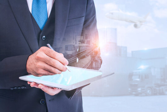 Businessperson and financial analyst using digital tablet to analyze financial investment data, track stock market report and forex graph, plan and execute business strategy.