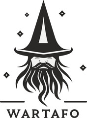 Minimalist line art wizard logo