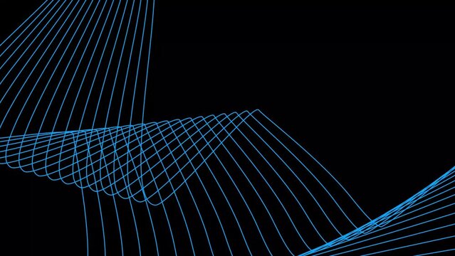 Abstract medium royal blue simple line rotation animated. Black background 4k video.	