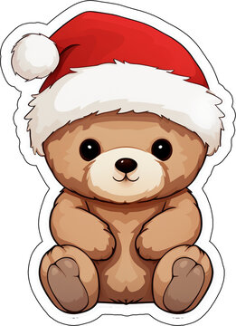 Christmas Teddy Bear Sticker with cut outlines