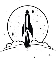 rocket launch logo vector template