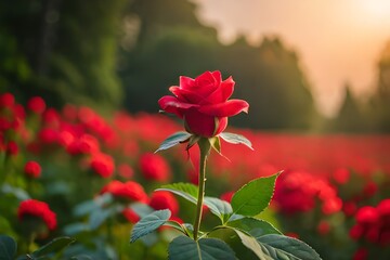 Fototapeta na wymiar Flowers Red Rose In The Garden