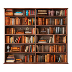 Bookshelf on transparent background.
