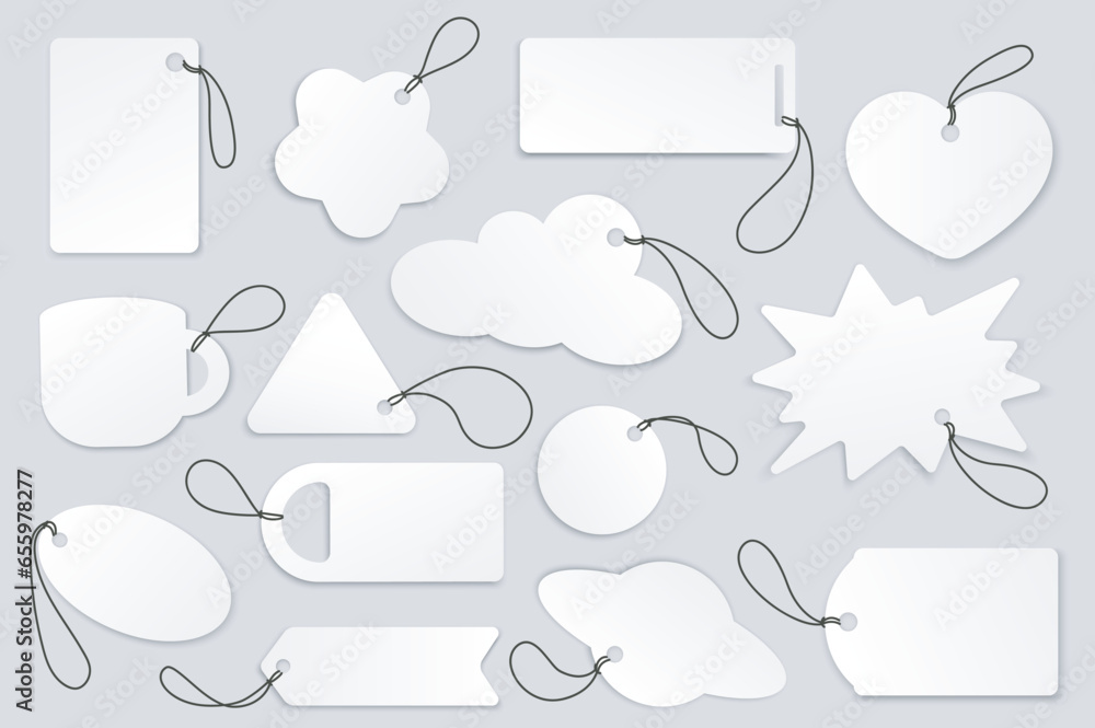 Aufkleber white tags mega set in 3d realistic design. bundle elements of sales labels for discounts and price 