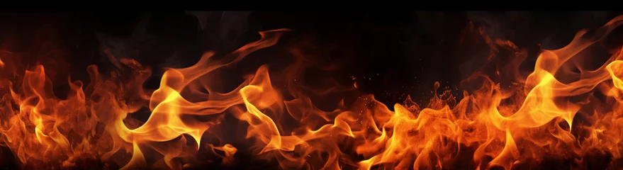Foto op Canvas Blazing red campfire fireplace dangerous fire burning hot heat bonfire flames © SHOTPRIME STUDIO