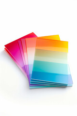 Stack of colored papers sitting on top of each other.