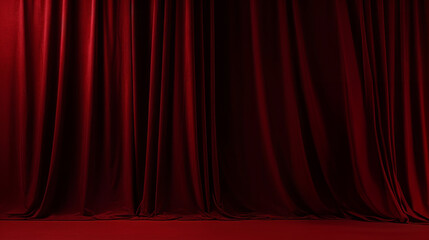 Red curtains. Curtains Backdrop Drapes Fabric Decoration at stage for show. Curtains background.  