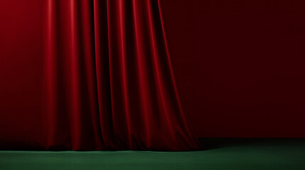 Fototapeta premium Red curtains. Curtains Backdrop Drapes Fabric Decoration at stage for show. Curtains background. &nbsp;