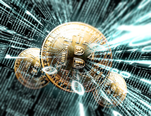 Criptomonedas y tecnología.
Cartera digital con bloque cifrado. Concepto de blockchain y moneda...