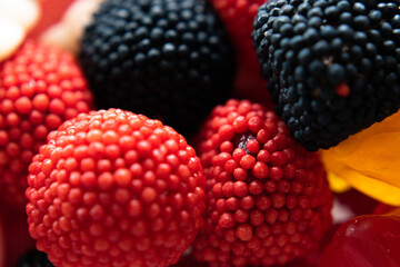 Gummy berries macro close up