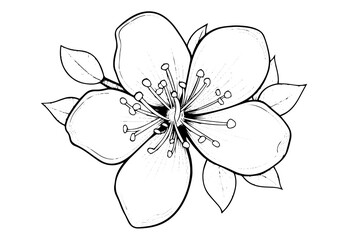 Cherry blossom hand drawn ink sketch. Sakura in engraving style vector illustration