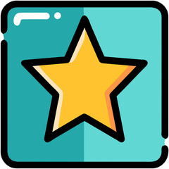 vector svg star icon on turquoise background, bold outline illustration