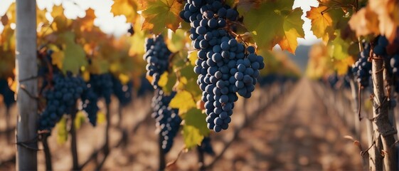 grapevines heavy with fruit - obrazy, fototapety, plakaty