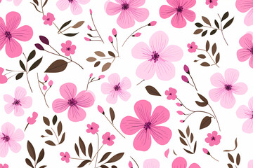 Hand Drawn Delicate Pink Floral Pattern