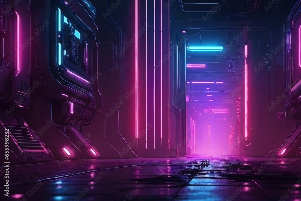 Poster unveiling the enigmatic cyberpunk backgrounds: a visual journey into the future with generative ai t