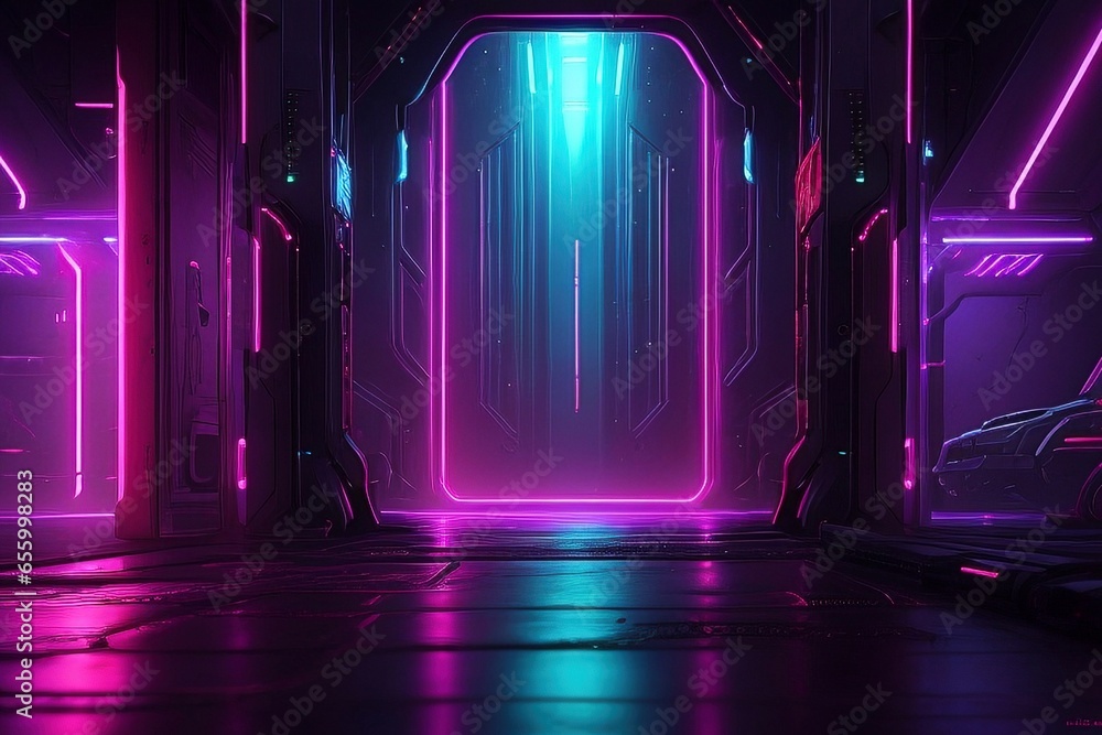 Poster unveiling the enigmatic cyberpunk backgrounds: a visual journey into the future with generative ai t