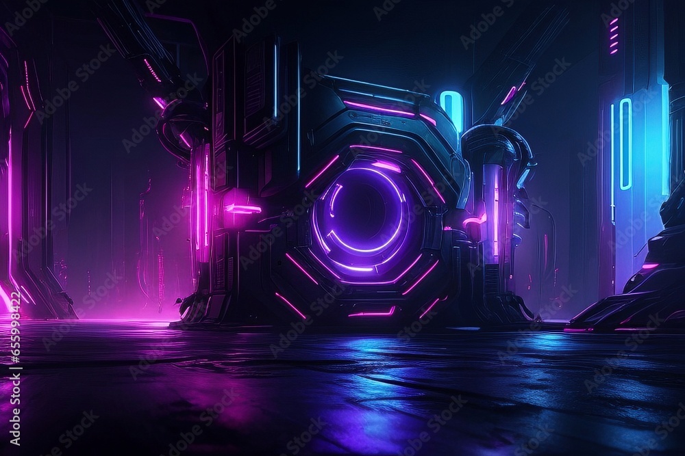Poster unveiling the enigmatic cyberpunk backgrounds: a visual journey into the future with generative ai t