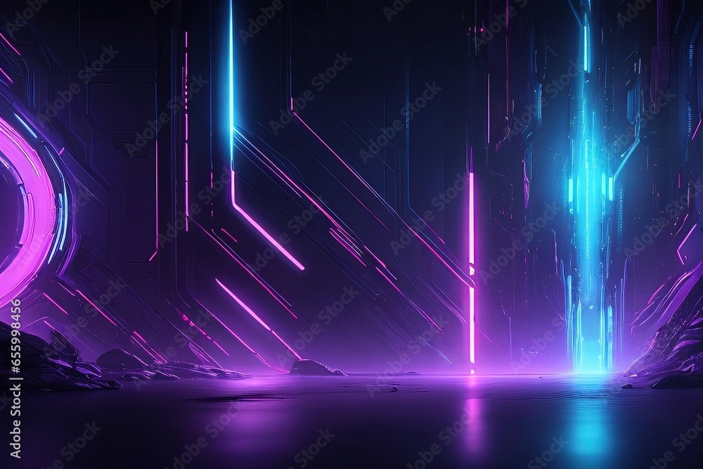 Poster unveiling the enigmatic cyberpunk backgrounds: a visual journey into the future with generative ai t