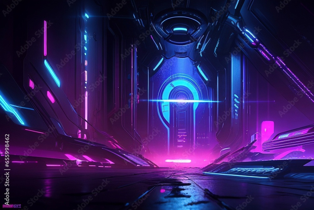 Poster unveiling the enigmatic cyberpunk backgrounds: a visual journey into the future with generative ai t