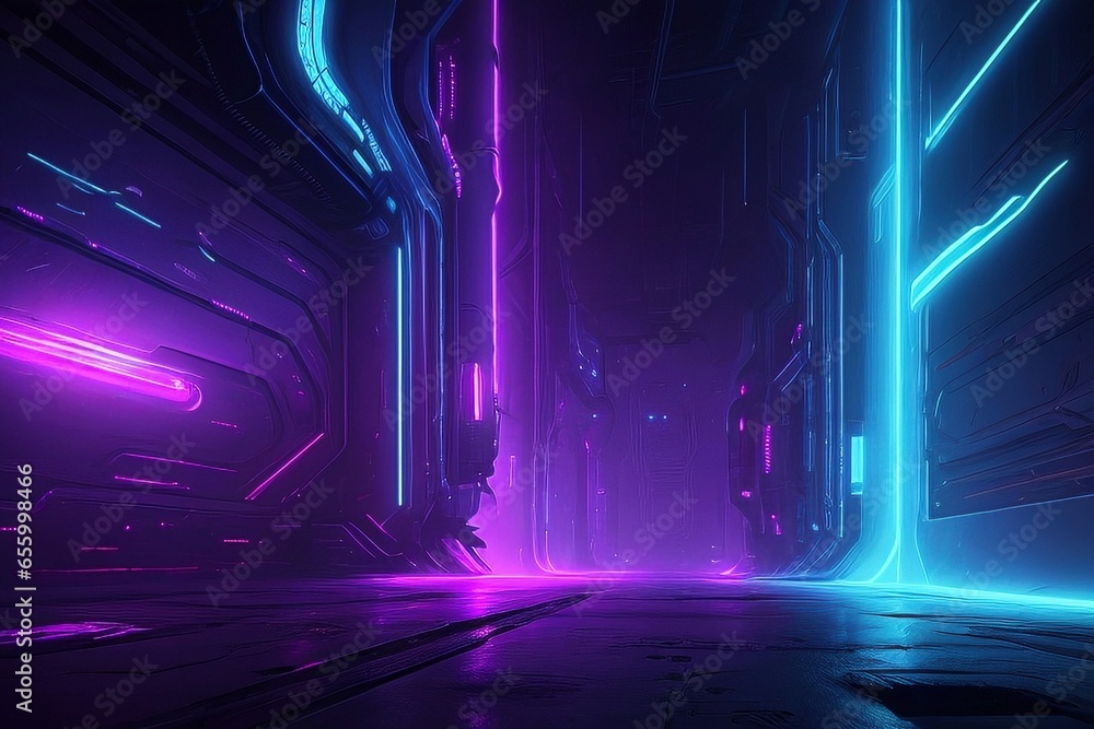 Poster unveiling the enigmatic cyberpunk backgrounds: a visual journey into the future with generative ai t